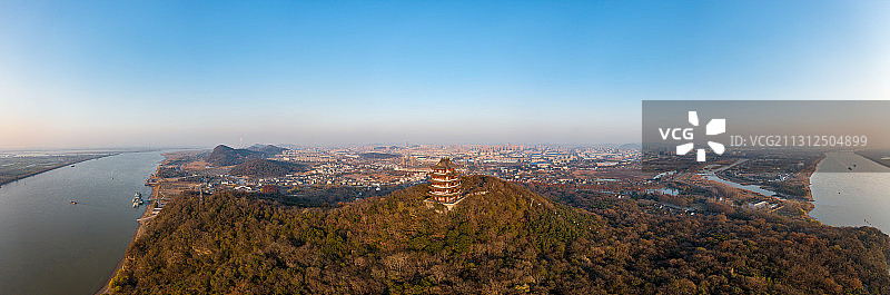 安徽省马鞍山市采石矶风景区全景航拍图片素材