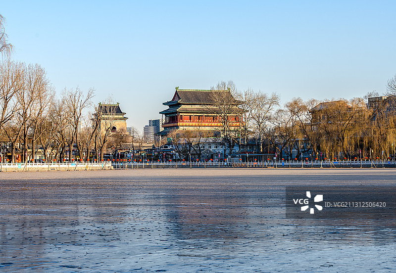 中国北京地安门什刹海冬季风光图片素材
