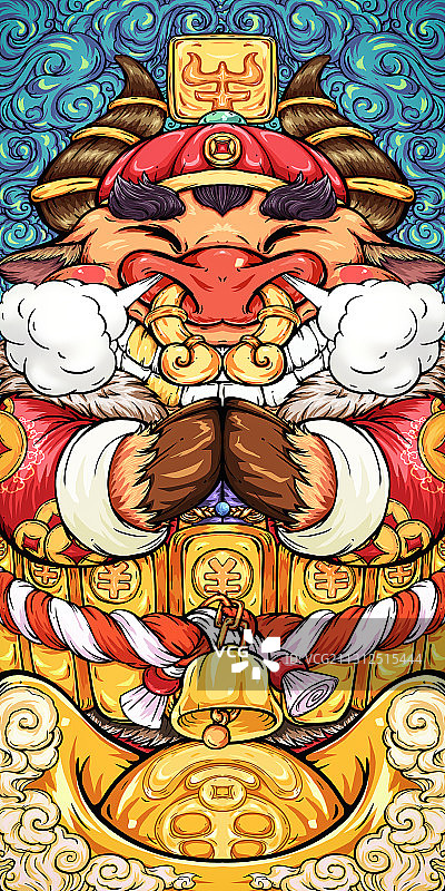 腰缠万贯拜年牛年手机壁纸图片素材