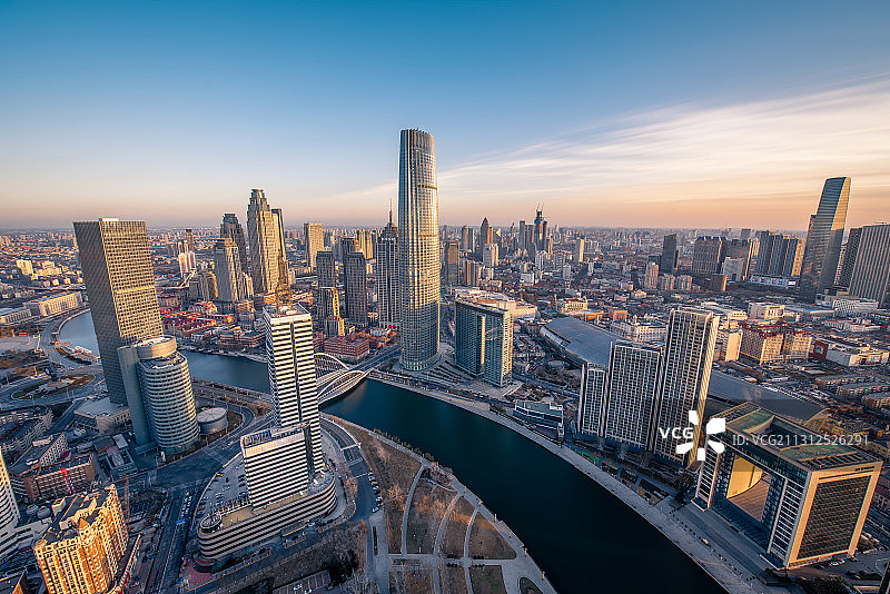 天津616周年，核心建筑群风光图片素材