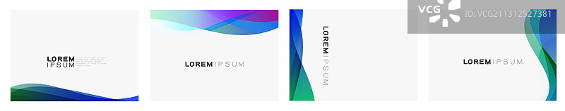 白色背景上的彩色渐变曲线组合图片素材