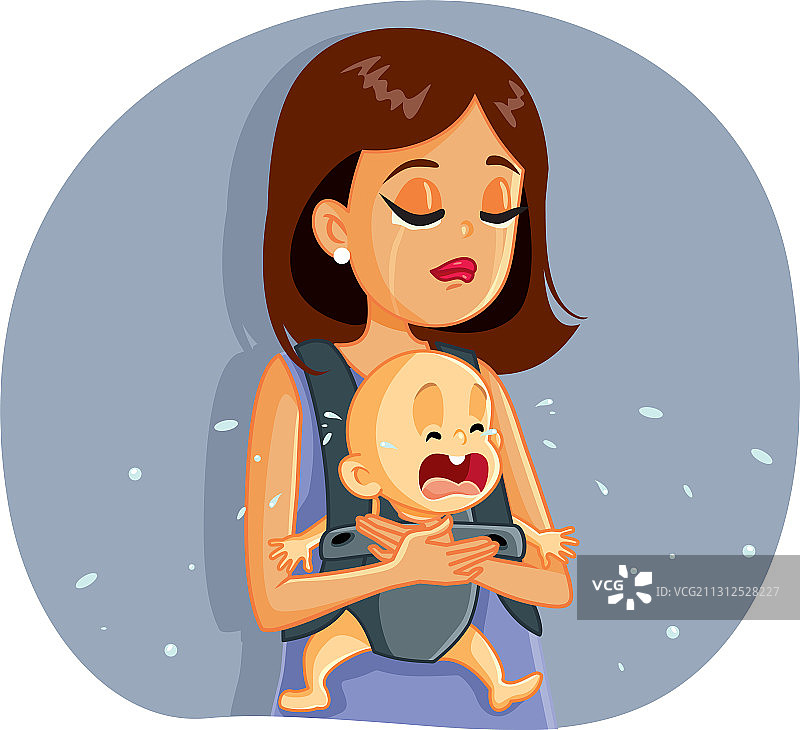 悲伤的母亲和孩子一起哭泣图片素材