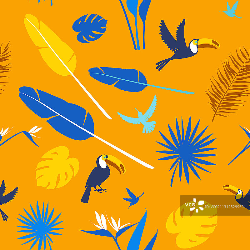 热带风情无缝花卉图案背景图片素材