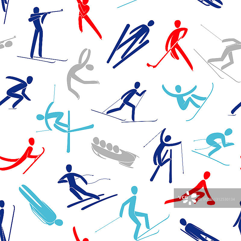 冬季运动抽象无缝背景图案图片素材