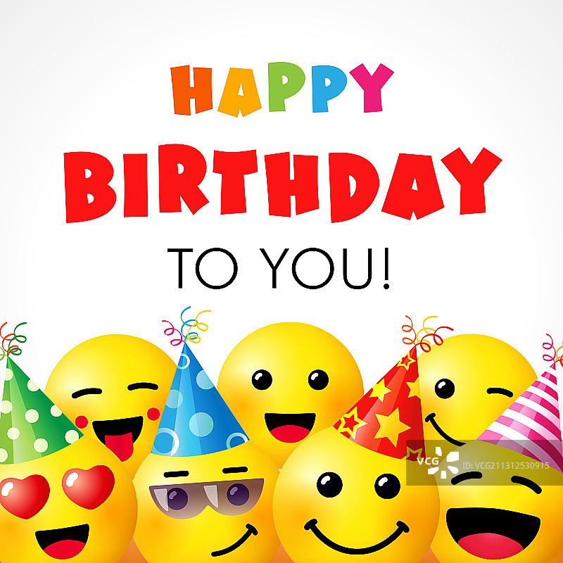 祝你生日快乐笑脸图标卡片图片素材