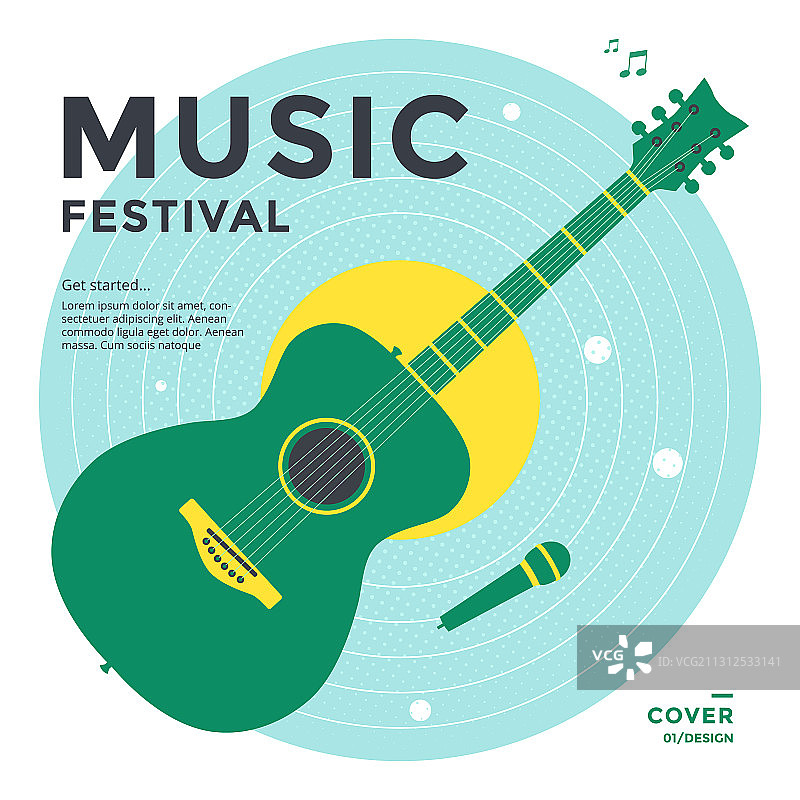 音乐节海报设计模板：吉他元素图片素材