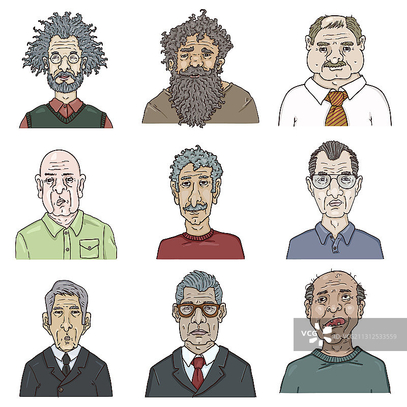 卡通老人角色套装图片素材