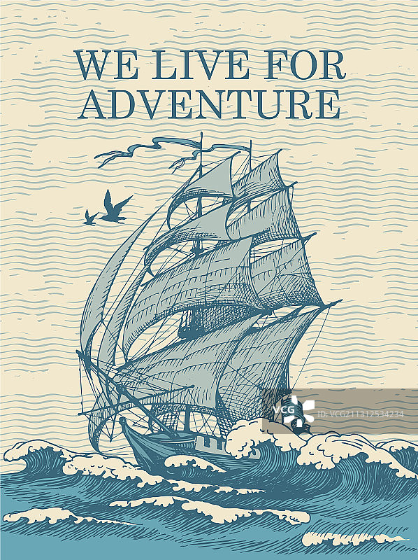 海浪上的帆船banner图片素材