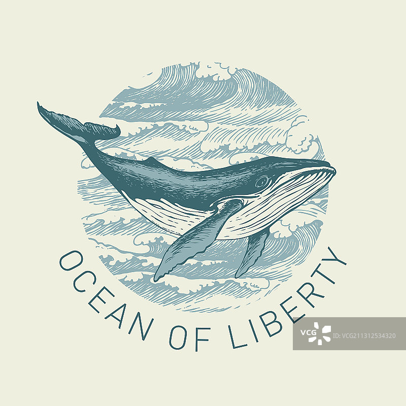 手绘鲸鱼海浪banner图片素材