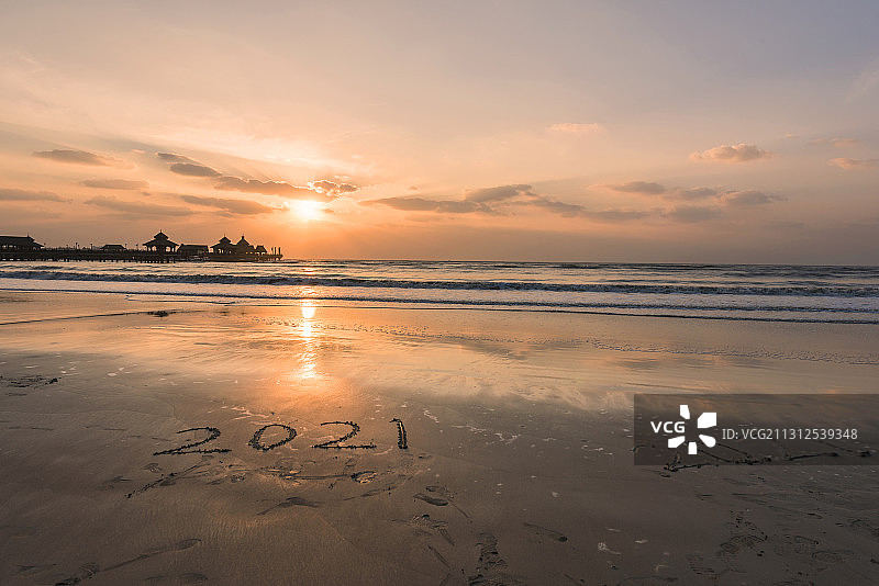 海南文昌高隆湾日出图片素材