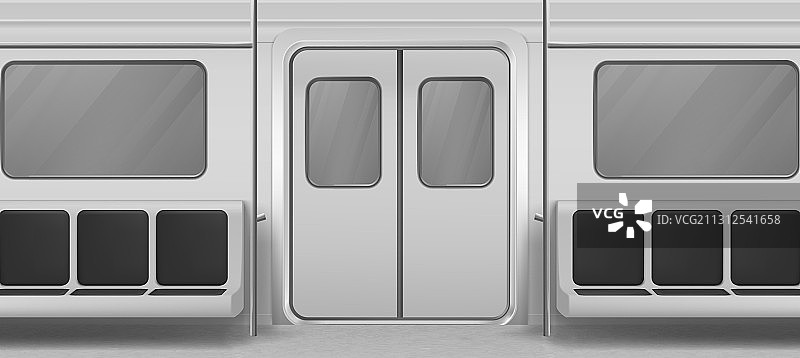地铁车厢内部，带车门和座椅图片素材