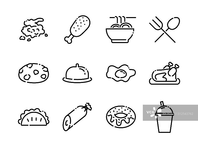 食品和饮料黑色线性图标第3卷图片素材