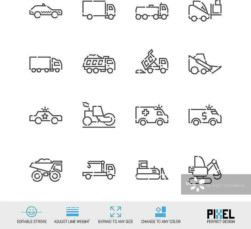 与特殊和工程车辆相关的线条图片素材