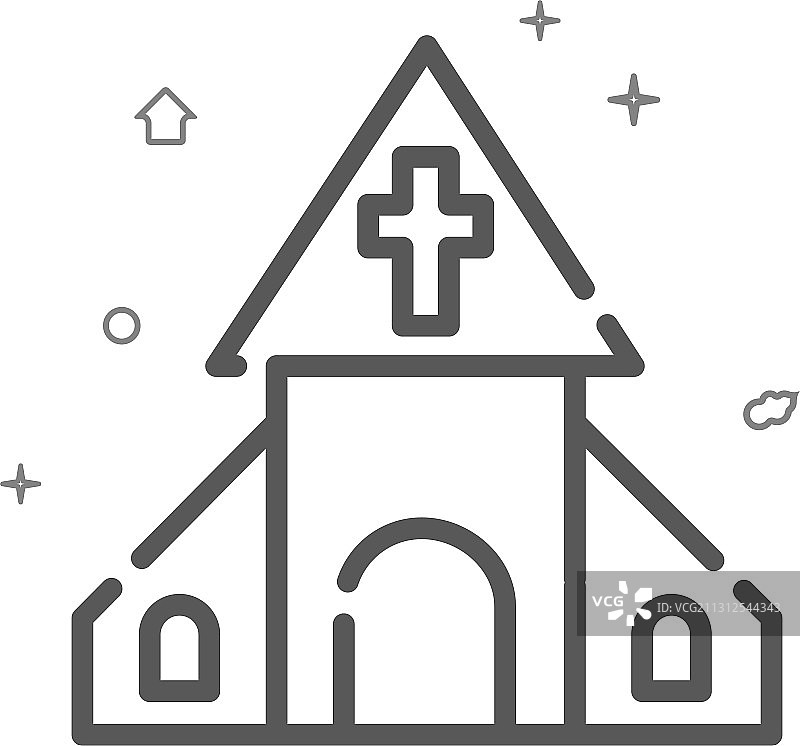 乡村教堂简笔画图标符号图片素材
