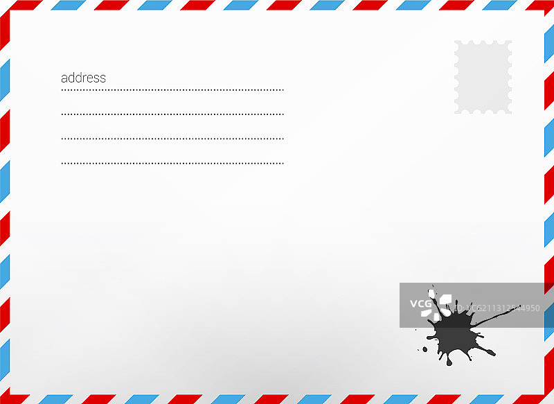 带有地址行的逼真航空邮件信封图片素材