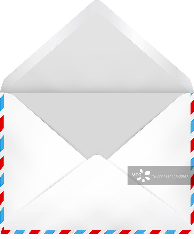 带有航空邮件边框的空白色打开的信封图片素材