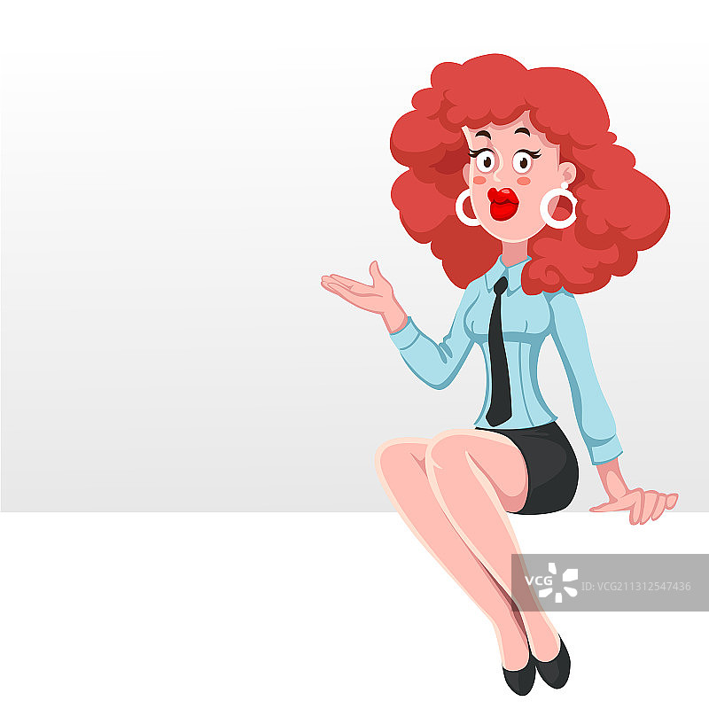 年轻女人坐在banner上展示图片素材