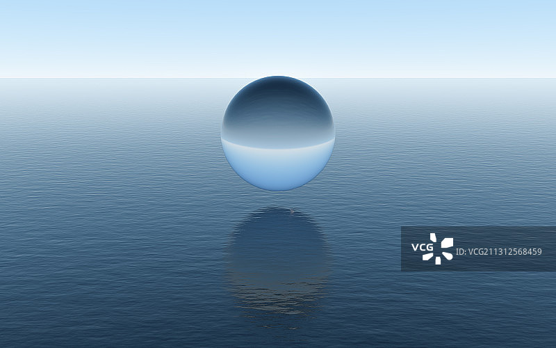 平静水面上的水珠 3D渲染图片素材