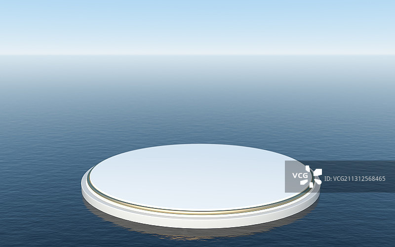 水面上漂浮的圆形展示台 3D渲染图片素材