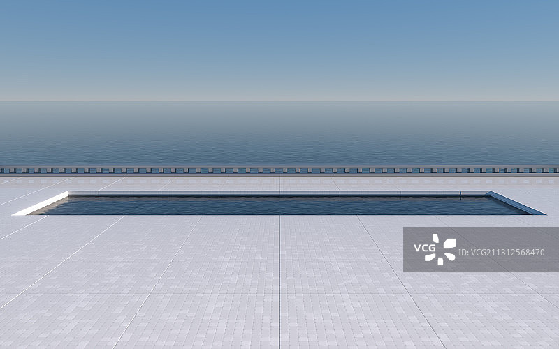 海洋边的地面场景 3D渲染图片素材