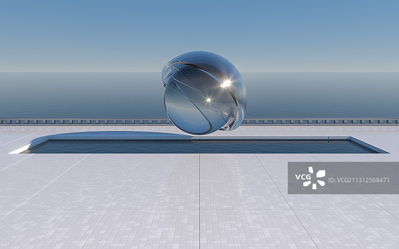 海洋边的地面场景 3D渲染图片素材