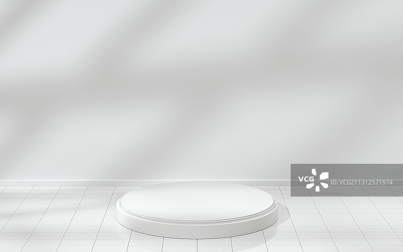 白色圆形展示台背景 3D渲染图片素材