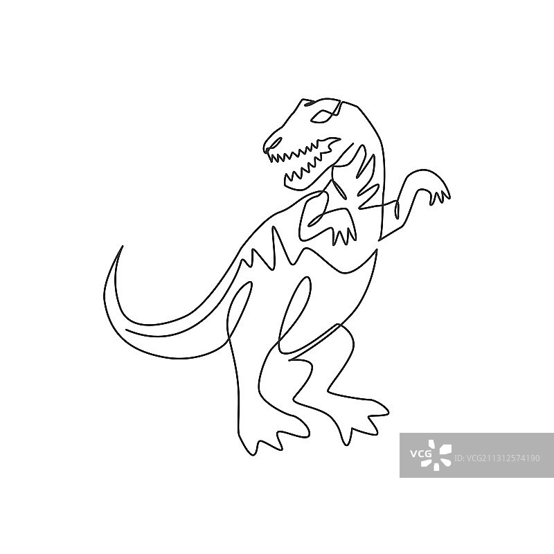 单线绘画：狂怒的霸王龙图片素材