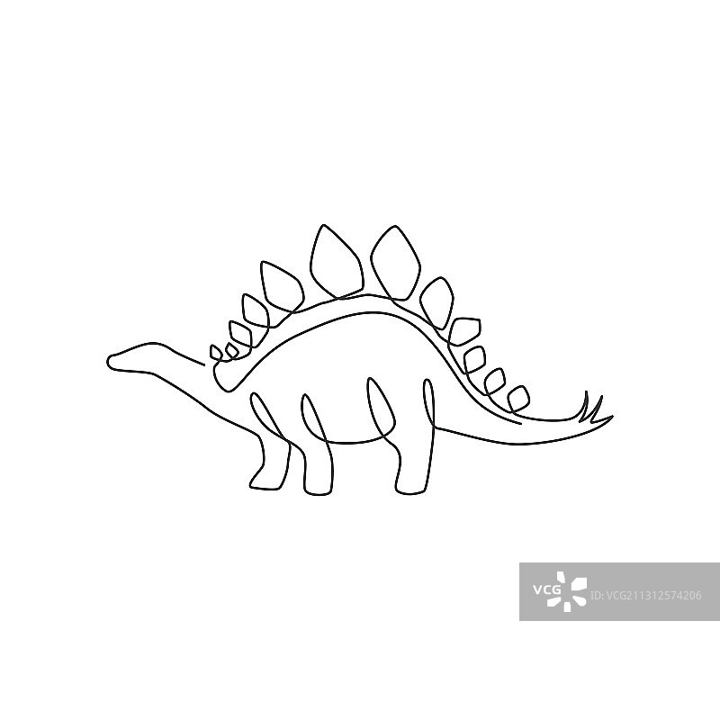 带刺尾巴单线连续画图片素材