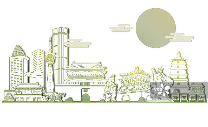 西安建筑端午节图片素材