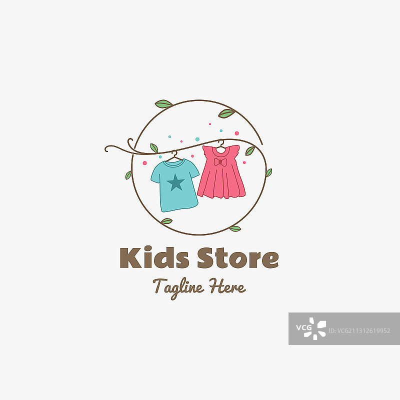童装店logo悬挂在树枝上图片素材