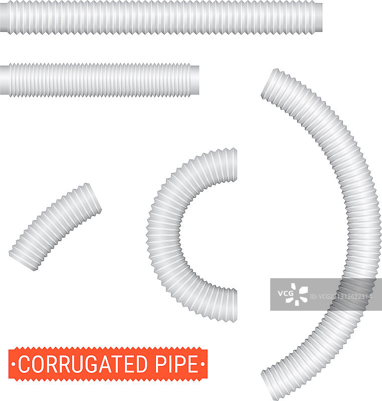 白色背景上的逼真瓦楞管图片素材