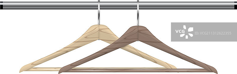 逼真木制衣架套装图片素材