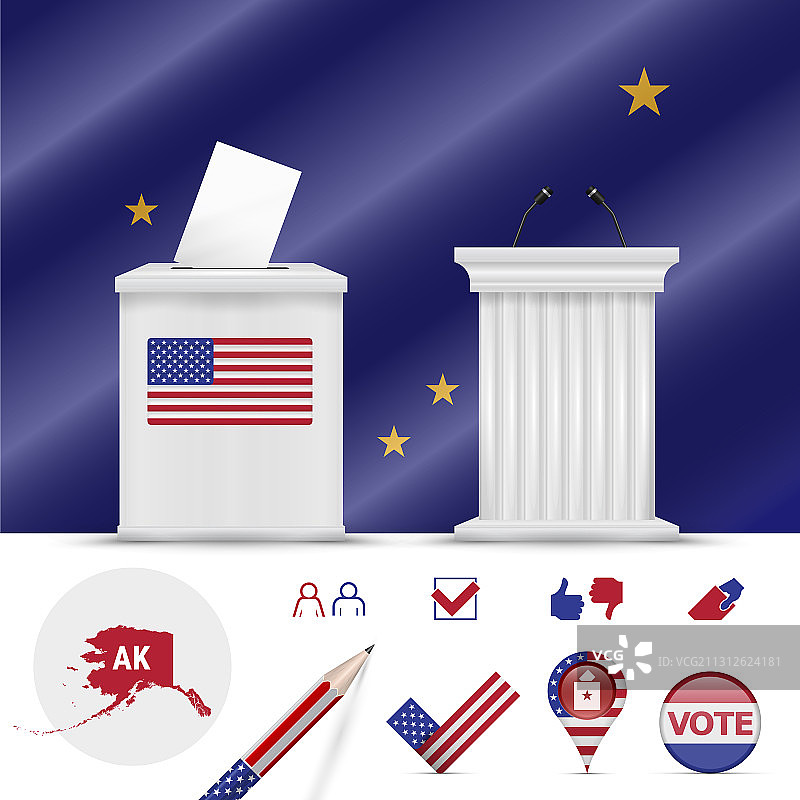 阿拉斯加总统选举旗帜投票箱图片素材