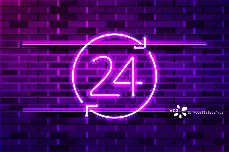 24小时便利店紫色霓虹灯图片素材