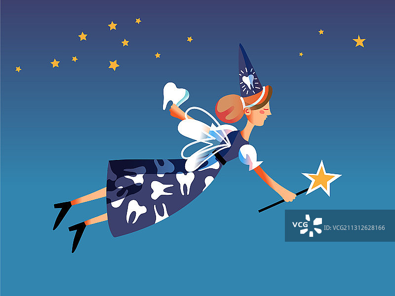 在天空中飞行的牙齿仙女梦幻角色图片素材