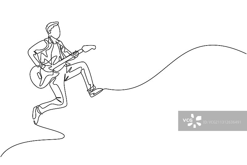 一笔画：快乐的年轻男人图片素材