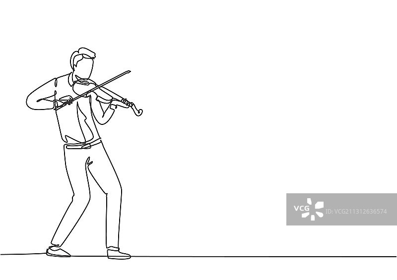 快乐年轻男子单线画图片素材