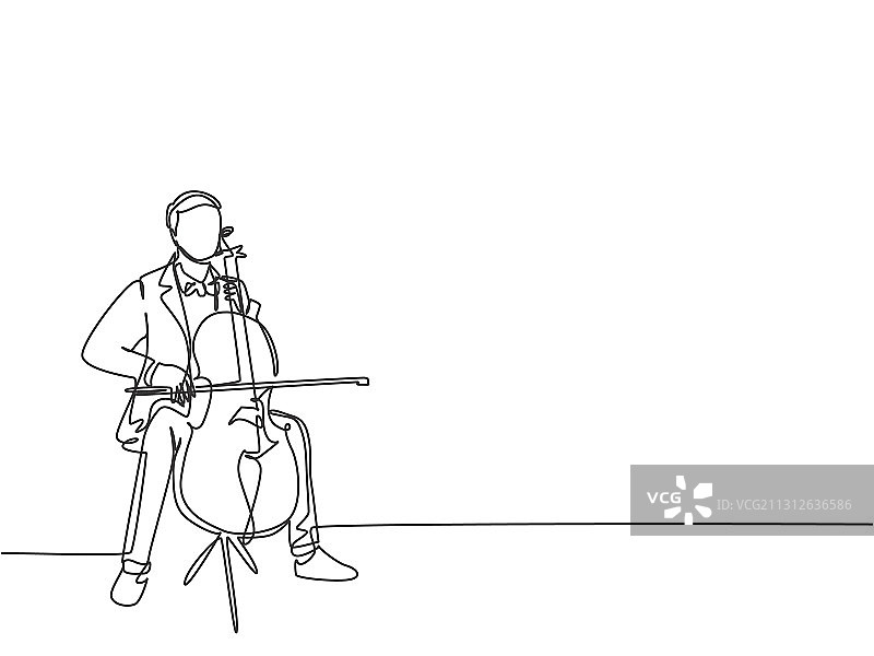 快乐年轻男子单线画图片素材