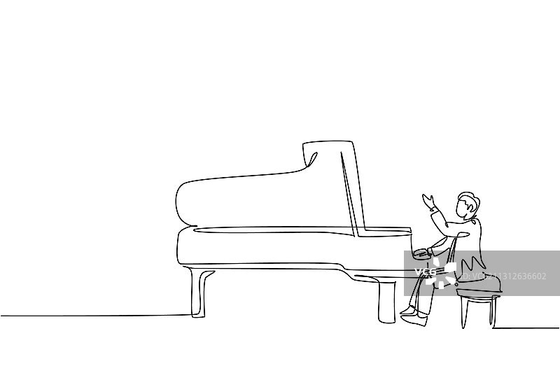 快乐年轻男子单线画图片素材