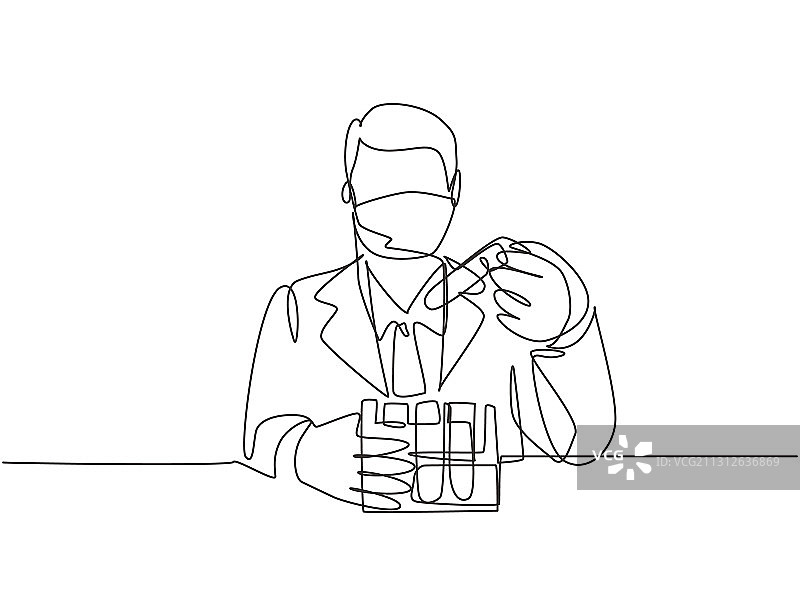 年轻男子一笔画图片素材