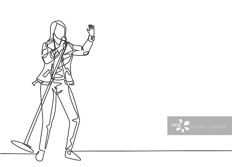 快乐的年轻人单线连续绘图图片素材