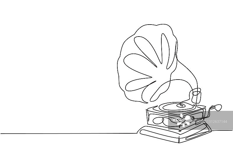 复古单线连续绘图图片素材