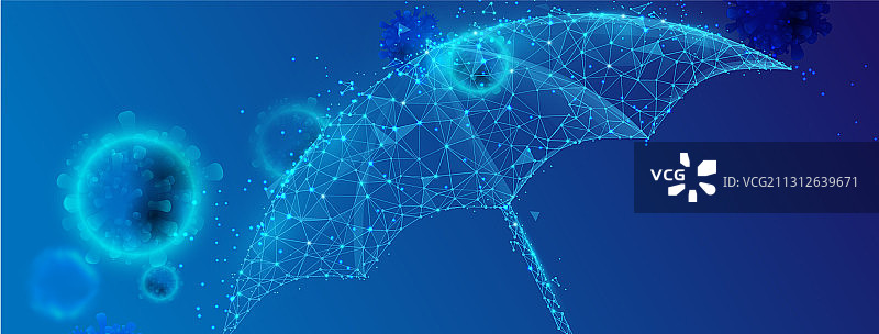 漂浮在伞上的流感病毒细胞图片素材