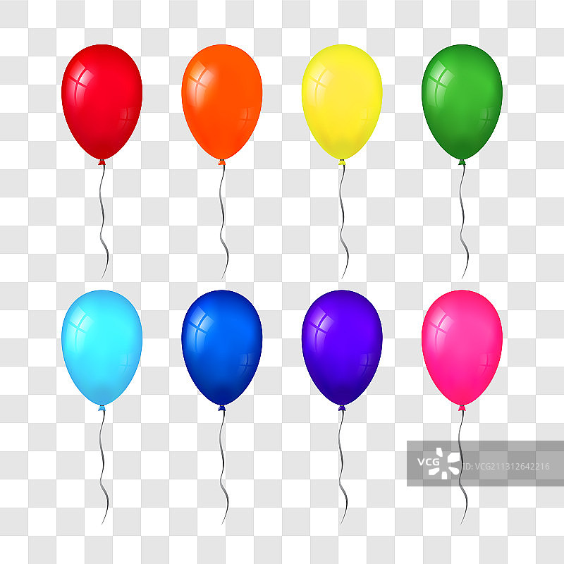 3D气球套装（白色背景，带线）图片素材