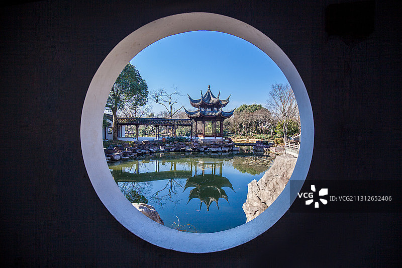 杭州西溪湿地高庄窗格图片素材