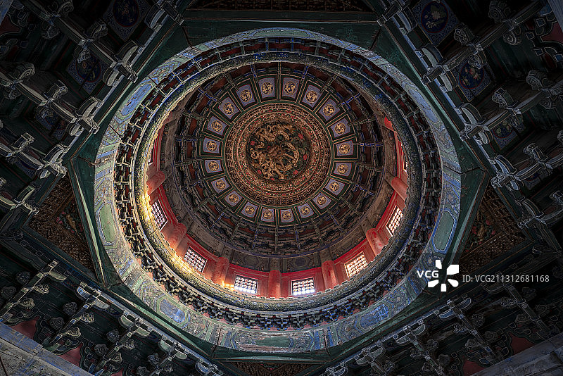 北京故宫御花园千秋亭藻井图片素材