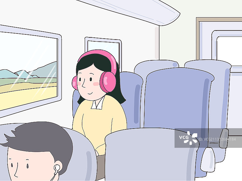 插画：静音车厢图片素材