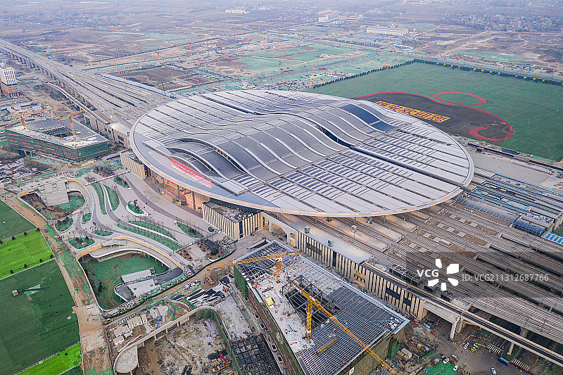 保定雄县雄安站高铁站全景图片素材