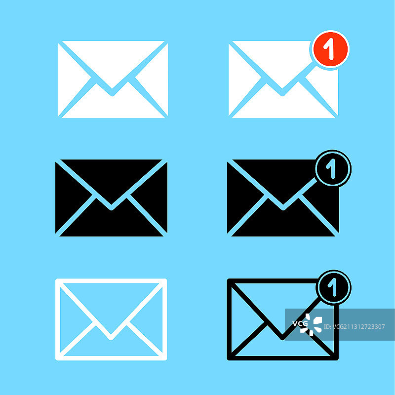 带遗漏的电子邮件符号集图片素材