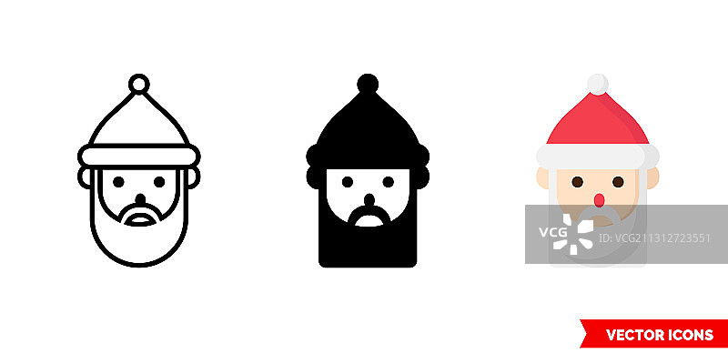 圣诞老人图标三种样式图片素材